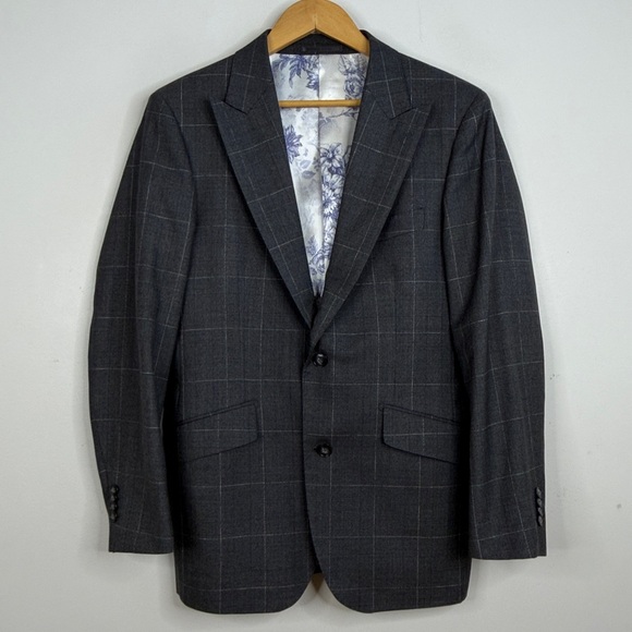 Atelier Munro Sport Coat Mens 40S Gray Glencheck Windowpane Wool Custom Made - Picture 2 of 16